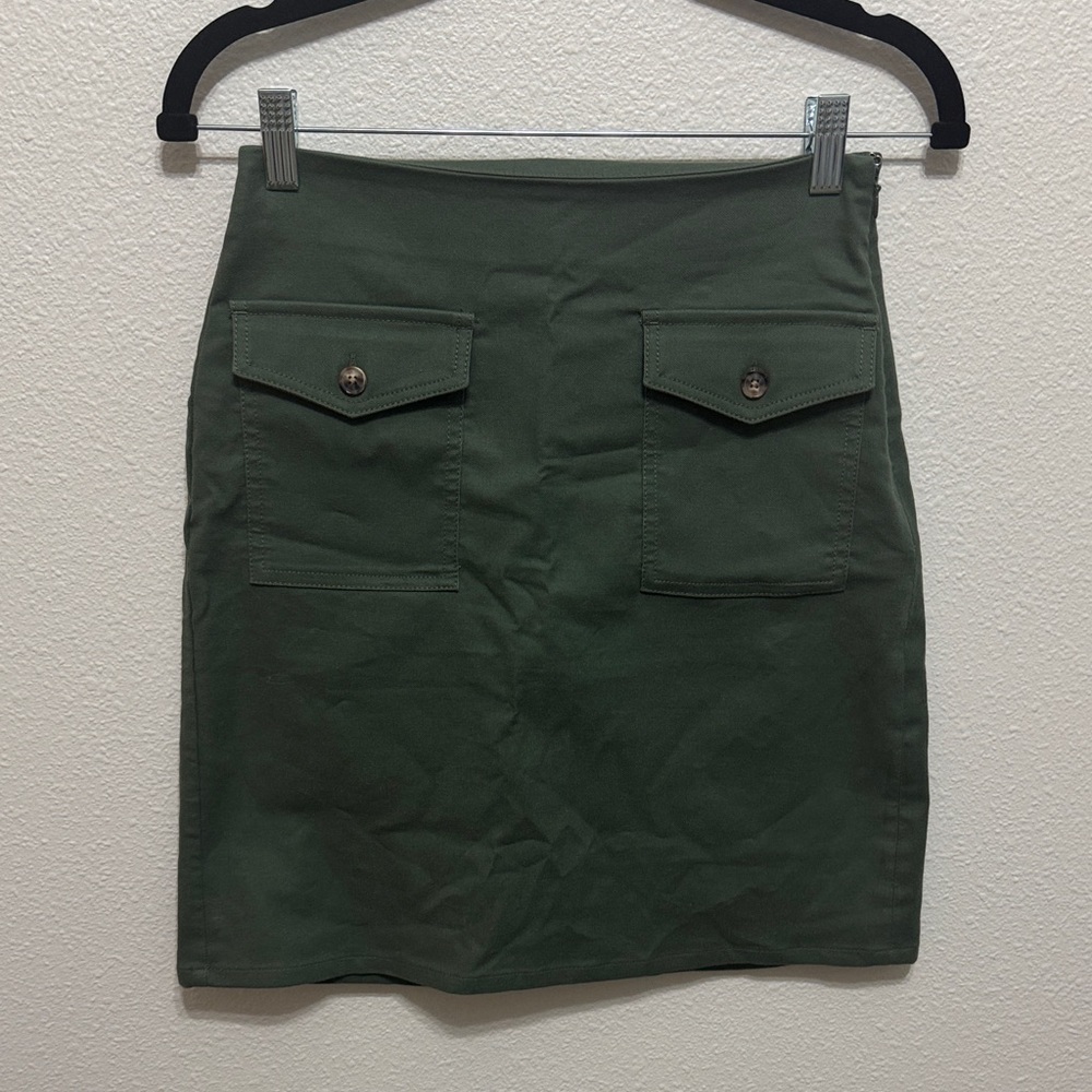 LOFT Dark Green Pencil Skirt with Pockets